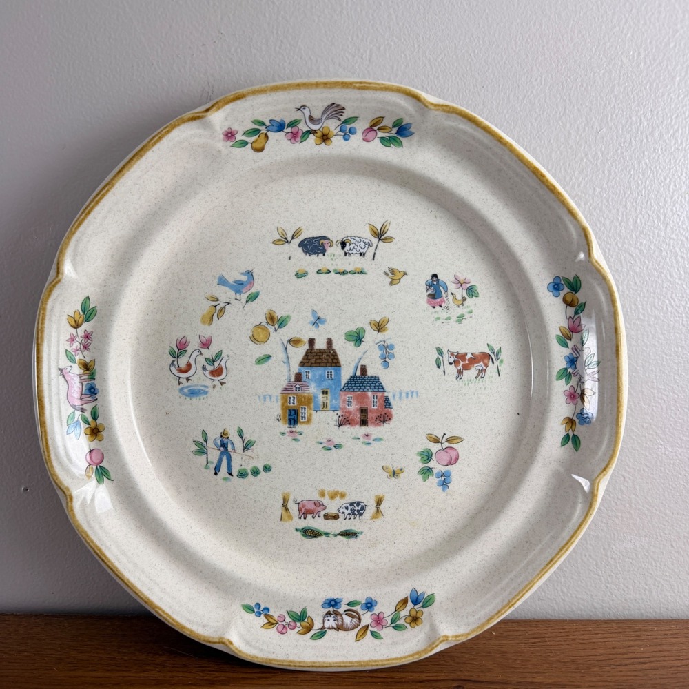 Vintage International Heartland 7774 12" Stoneware Platter Japan Farmhouse